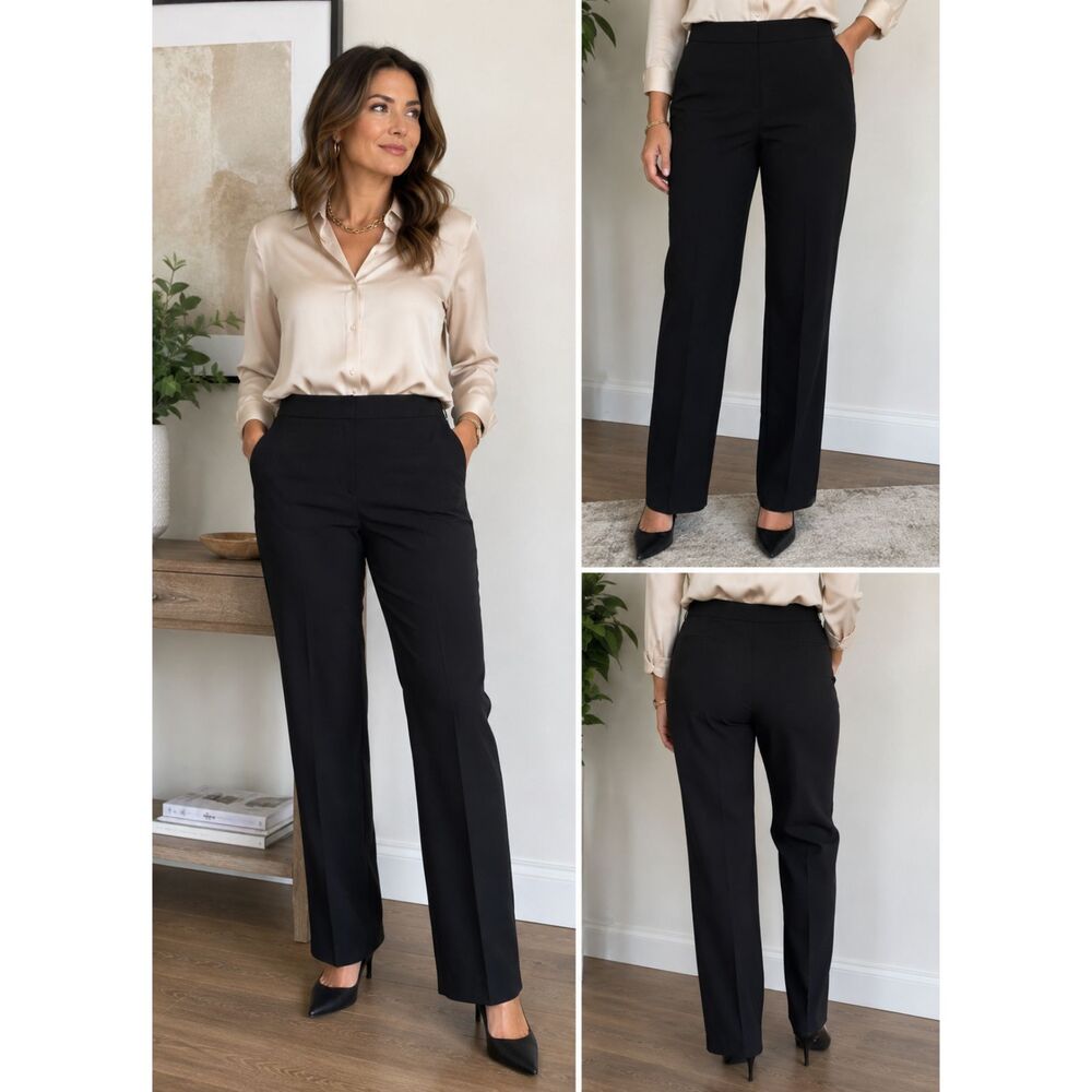BOSS Hugo Boss Women's Black Straight Leg Career Dress Pants US 12 EU 44